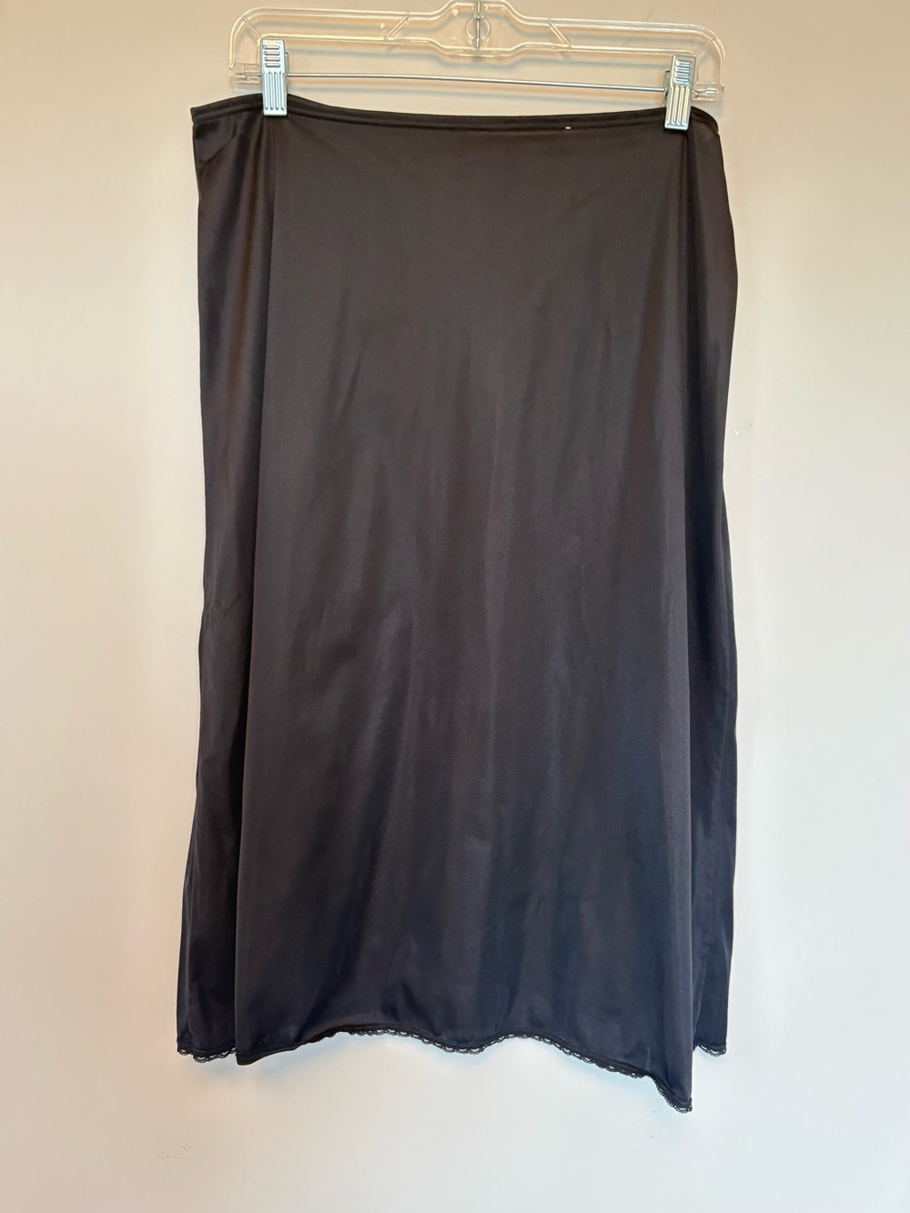 Vintage Black Slip Skirt Lace Trim Midi Length Lounge Inner Slip Size M/L